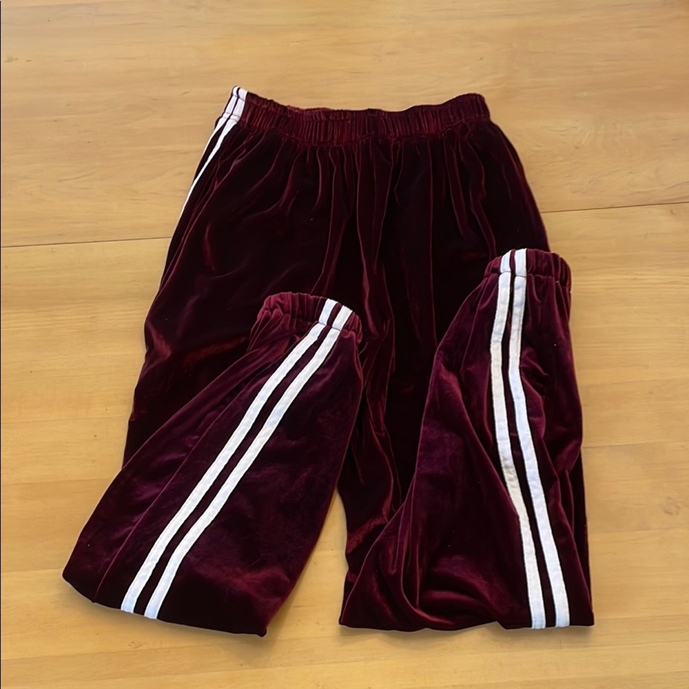Women’s Burgundy Velvet Track Pants